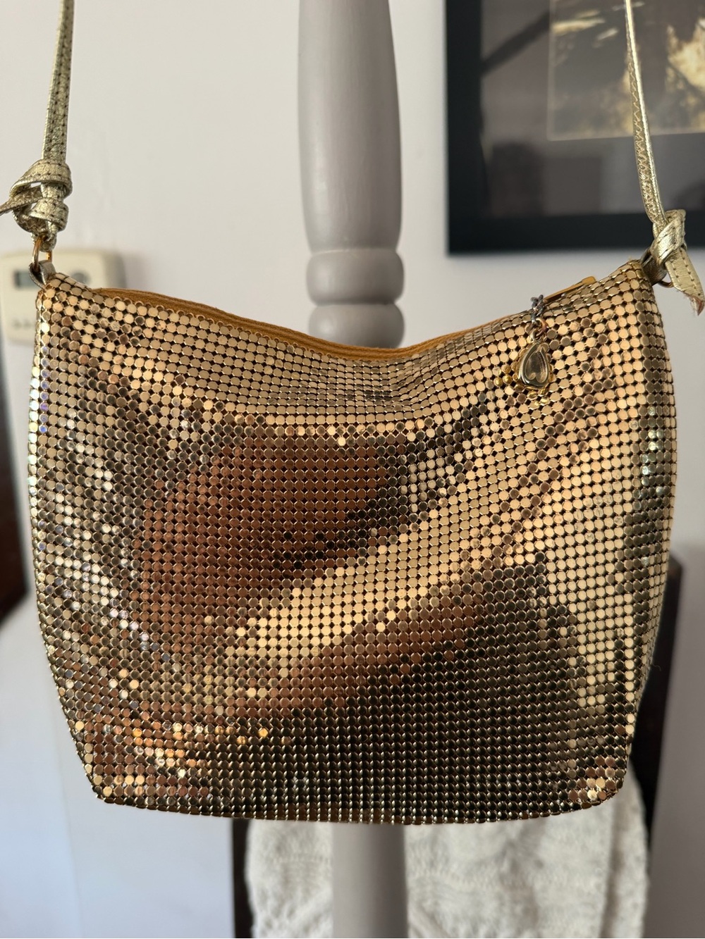 Whiting and Davis Vintage Gold Sequin Sparkling  Evening Shoulder Bag